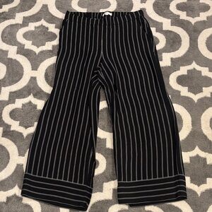 LOFT Black and White Striped Wide Leg Work Pants